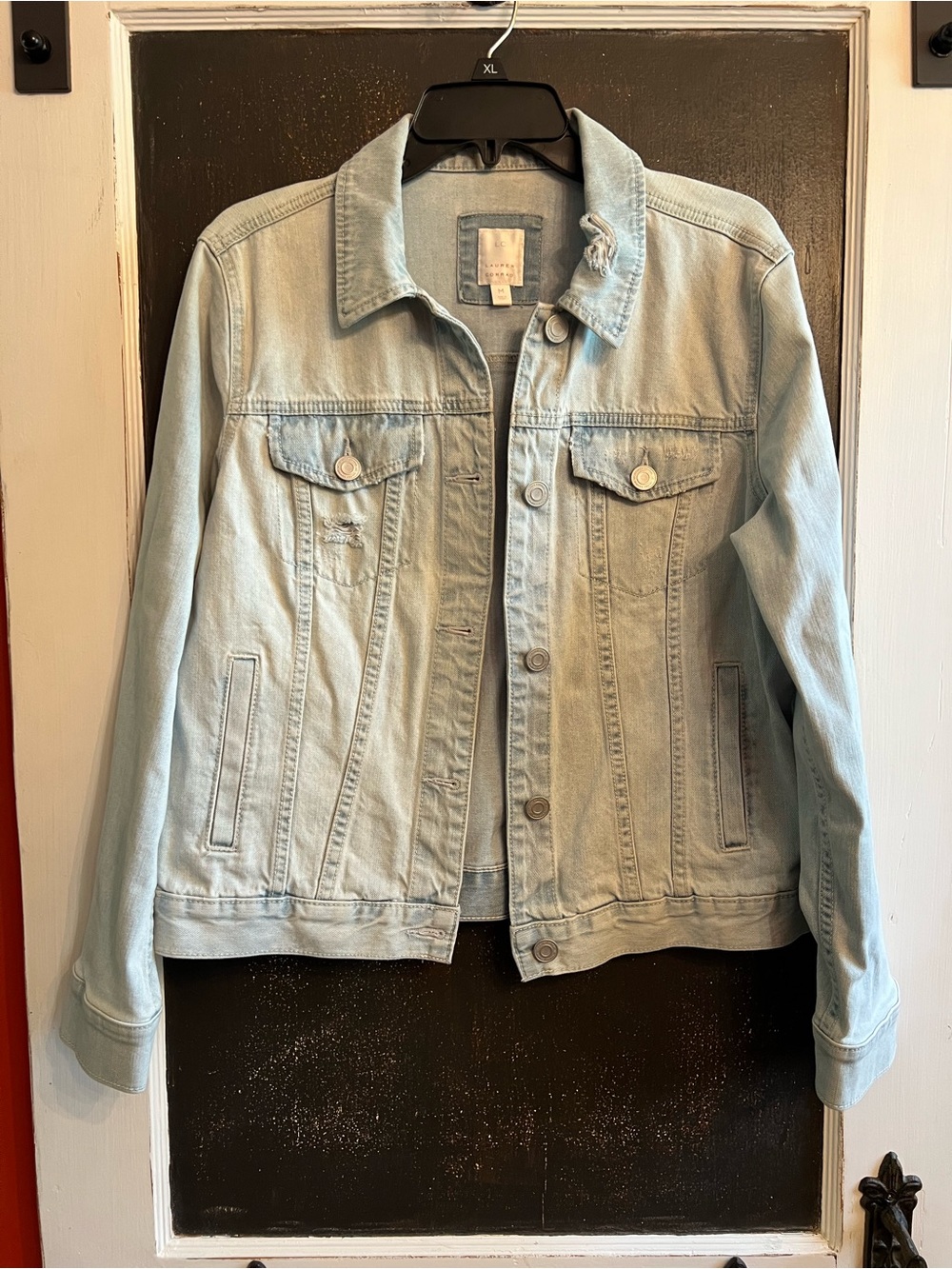 LC Lauren Conrad Light Wash Denim Jacket Frayed M